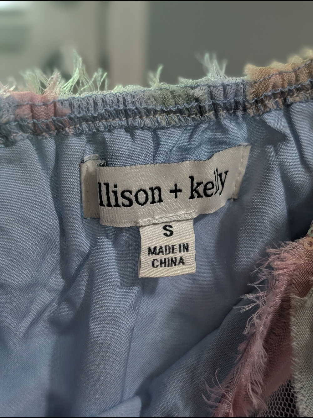 Allison + Kelly Pastel Floral Appliqué Mini Dress Small - Picture 2 of 4